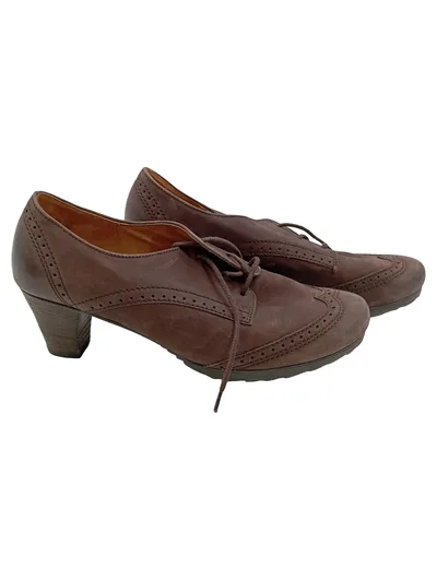 Gabor Damen Schnürschuhe Gr. 39 Braun Klassisch Brogues Leder Absatz