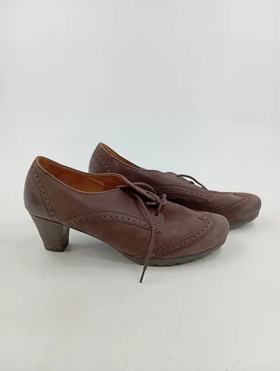 Gabor Damen Schnürschuhe Gr. 39 Braun Klassisch Brogues Leder Absatz