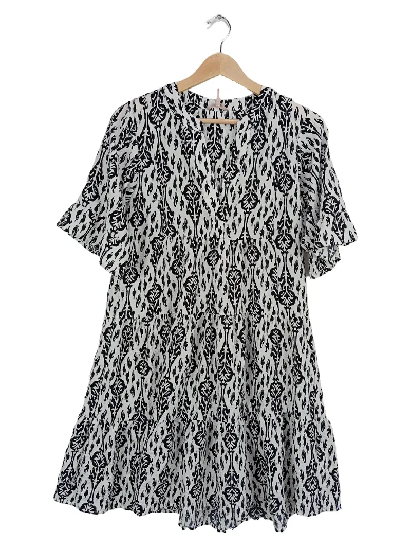 Esqualo Damen Freizeitkleid Gr. 36 S Mehrfarbig Grafisch Rüschen 1