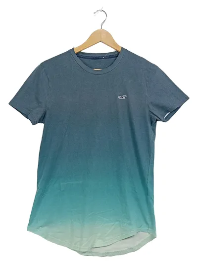 Hollister Herren T-Shirt Gr. M Farbverlauf Türkis Grün Casual