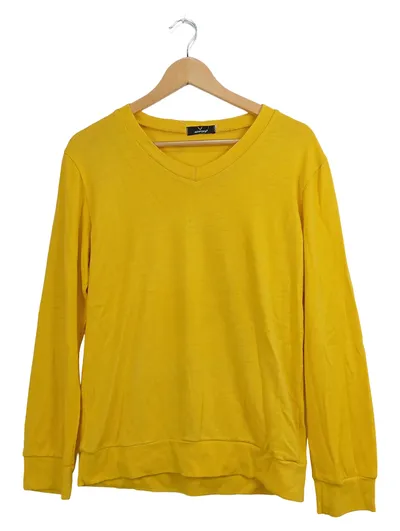 AOWOFS Herren Pullover V-Ausschnitt Langarm Gelb 54/XXL