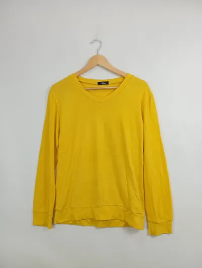 AOWOFS Herren Pullover V-Ausschnitt Langarm Gelb 54/XXL