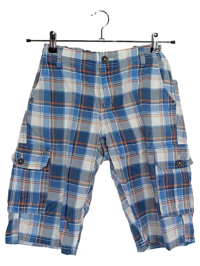 C&A Kinder Cargo Shorts kariert Blau Gr. 170 Baumwolle Freizeit