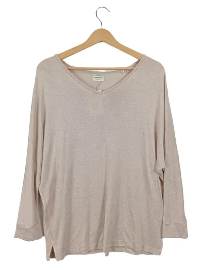 ESSENTIALS Damen Pullover Shirt Beige Gr. 40x42 Casual V-Ausschnitt