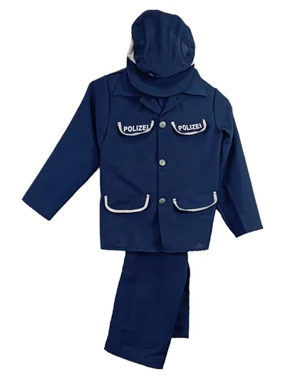 Fries Polizei Kostüm Kinder Uniform Set Gr. 128 Blau Karneval Fasching