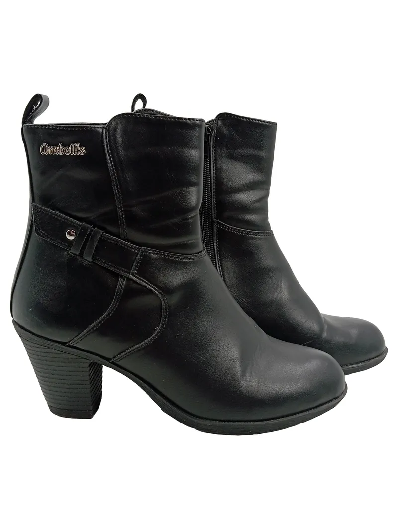 Ambellis Damen Stiefelette Größe 39 Schwarz Casual Blockabsatz Reißverschluss 1