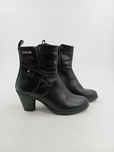 Ambellis Damen Stiefelette Größe 39 Schwarz Casual Blockabsatz Reißverschluss