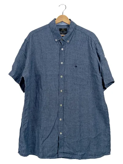 Fynch-Hatton Herren Leinenhemd Kurzarm Blau Gr. XL Premium Linen