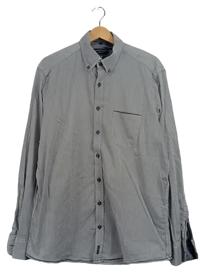 CASAMODA Herren Freizeithemd Langarm Gr. XL Grau Gestreift Casual Fit