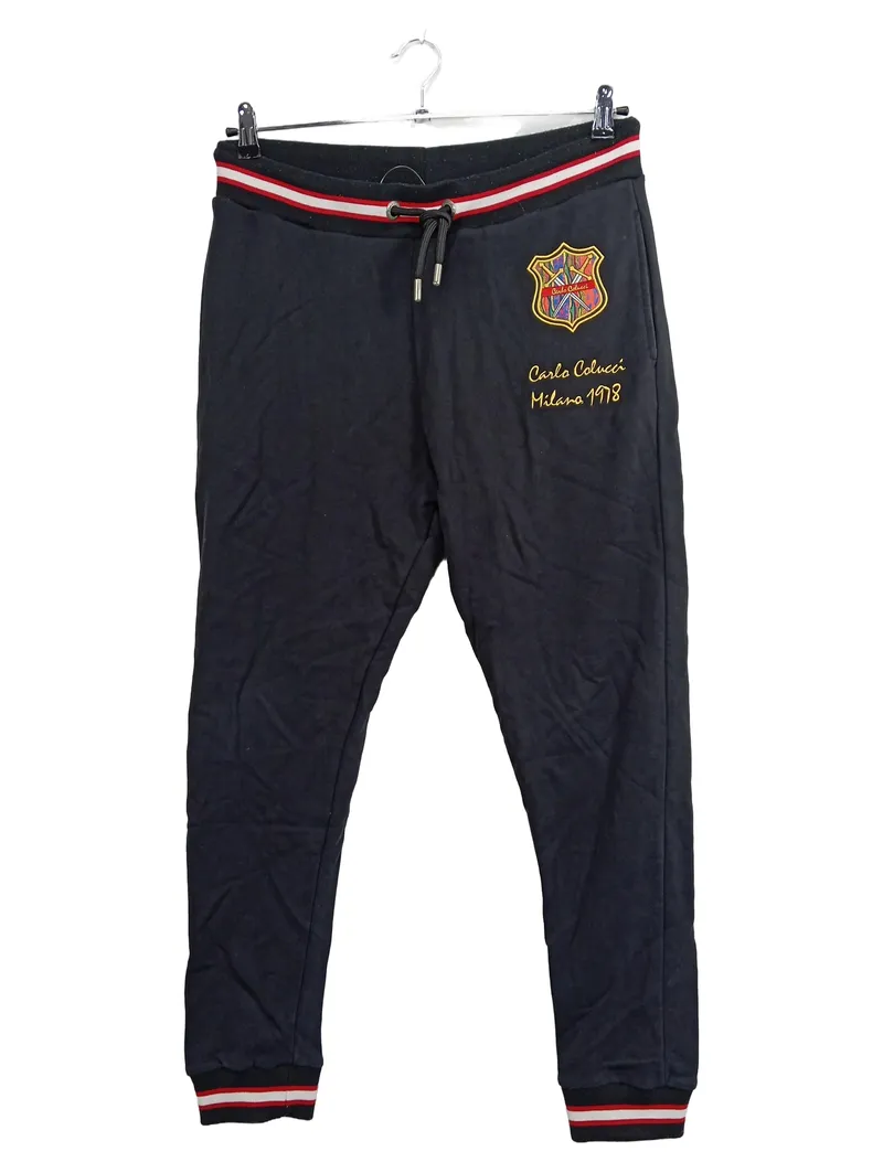 CARLO COLUCCI Jogginghose Herren Baumwolle Streetwear Logo M Schwarz 1