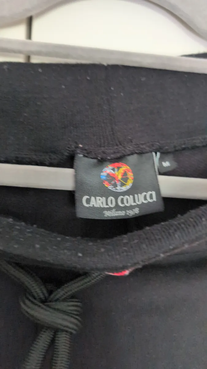 CARLO COLUCCI Jogginghose Herren Baumwolle Streetwear Logo M Schwarz 5