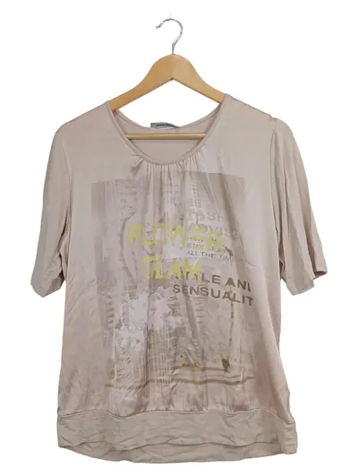 FRANK WALDER Damen T-Shirt Gr. 40/L Beige Modern Viskose Elasthan