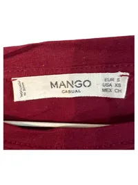 MANGO Casual Damen Langarmshirt Cropped Bordeaux Rot Gr. S 36 2