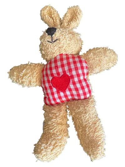 Die Spiegelburg Hase mit Herz Baby Kuscheltier Beige Kariert 18cm