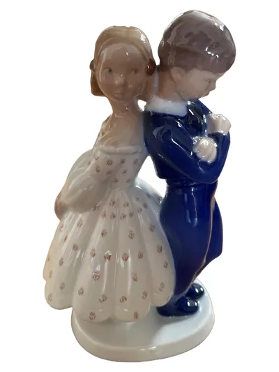 Bing & Grøndahl Kinderpaar Figur Porzellan Spielfigur Deko 21cm