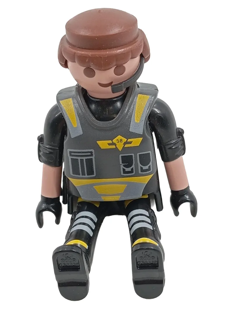 Playmobil Figur Spezialeinheit mit Headset Schutzweste schwarz grau gelb 1