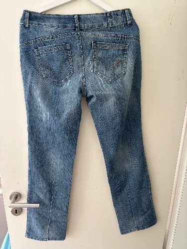4Wards Damen Jeans Wide Fit Gr. 40 Blau Casual