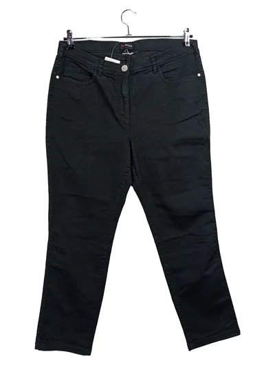 MIAMODA Damen Stoffhose Schwarz Gr. L Casual mit Stickerei Nieten