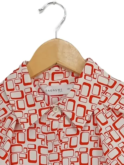ANONYME DESIGNERS Hemdbluse Damen 36/S Geometrisch Muster Mehrfarbig Kurzarm