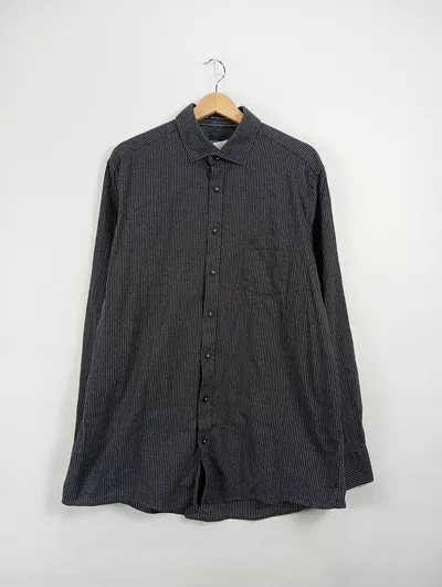 CASAMODA Herren Business Hemd Langarm Gr. 52/XL Grau Gestreift Baumwolle