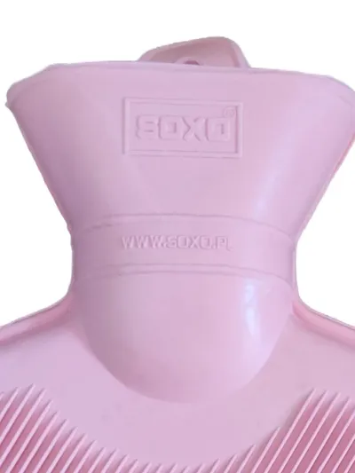 SOXO Wärmflasche Pink Gummi 2L Strukturmuster Praktisch