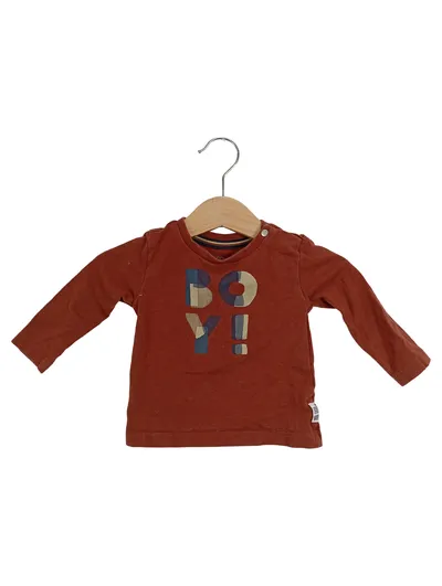 Noppies Langarmshirt Kinder Gr. 62 Braun Baumwolle Casual Schriftzug
