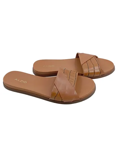 ALDO Damen Sandalen Pantoletten Braun Casual Tierdruck Gr. 38