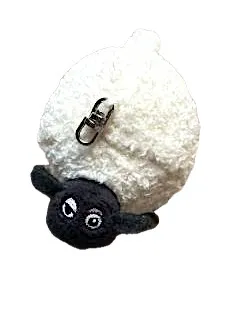 Aardman Shaun das Schaf Schlüsselanhänger Plüsch Anhänger Weiß Schwarz