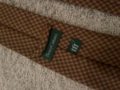 Henry Cotton's Herren Krawatte Business Wolle Braun Kariert Elegant