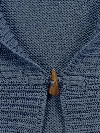 FLG Damen Strickjacke Blau Zopfstrickmuster Gr. 34/XS Casual Polyester