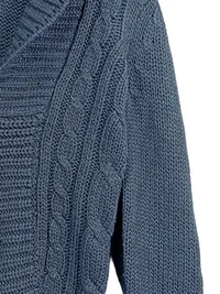 FLG Damen Strickjacke Blau Zopfstrickmuster Gr. 34/XS Casual Polyester 3