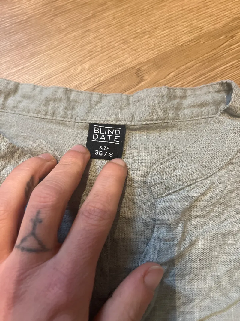 Blind Date Damen Bluse Gr. 36/S Grün Kurzarm V-Ausschnitt Baumwolle 3