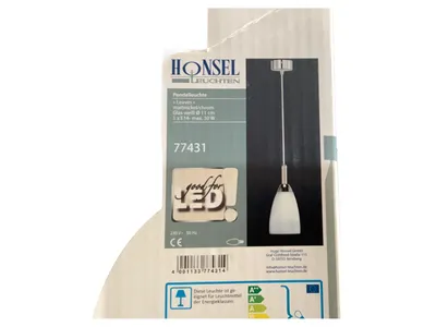 HONSEL 77431 LED Pendelleuchte E14 Glas weiß mattnickel/chrom Hängelampe