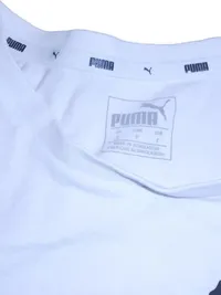 PUMA Damen T-Shirt Logo Print Banddetail Ärmel Weiß Gr. S Sportlich 5