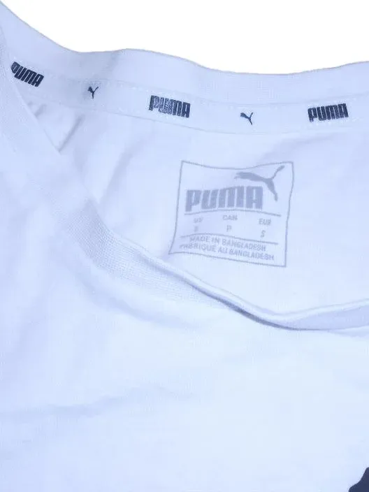 PUMA Damen T-Shirt Logo Print Banddetail Ärmel Weiß Gr. S Sportlich 5
