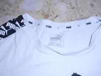 PUMA Damen T-Shirt Logo Print Banddetail Ärmel Weiß Gr. S Sportlich 6