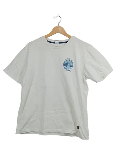 TRIGEMA Herren T-Shirt Surf's Up Wellen Motiv Gr. S Weiß Baumwolle