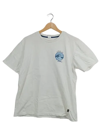 TRIGEMA Herren T-Shirt Surf's Up Wellen Motiv Gr. S Weiß Baumwolle