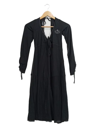 Vive Maria Abendkleid Glamourös Schwarz Langarm Glitzer Strass Gr. 36 S