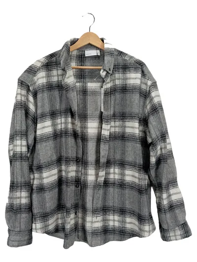 ASOS Design Herren Freizeithemd Kariert Grau Schwarz Weiß Gr. M Casual