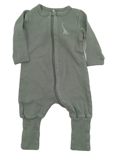 NAME IT Baby Schlafanzug Strampler Gr. 62 Grün mit Dino-Motiv