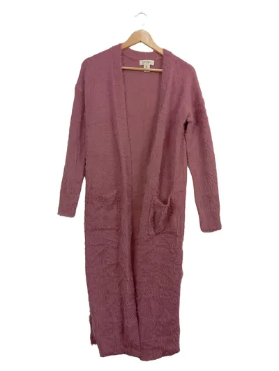 Jessica Simpson Damen Strickjacke Lang Cardigan Rosa Gr. S Flauschig