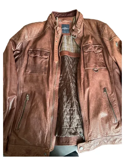 Engbers Lederjacke Herren Braun Gr. 54 XXL Strukturmuster Casual Freizeit