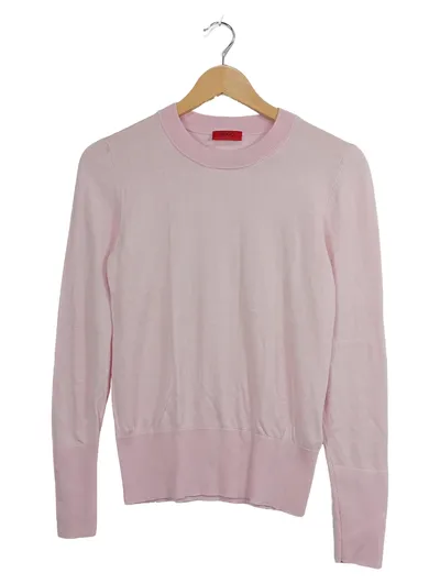 HUGO Damen Pullover Langarm Rosa Seide Baumwolle Gr. S 36