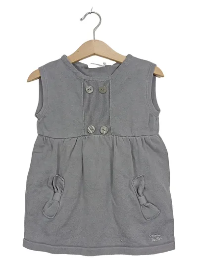 Tom Tailor Mädchen Strickkleid Gr. 116/122 Grau Ärmellos Schleifen