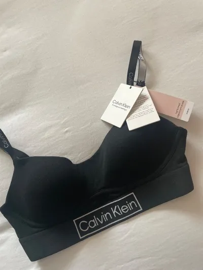 Calvin Klein Damen Sport BH Schwarz Gr. 80 Reimagined Heritage Logo