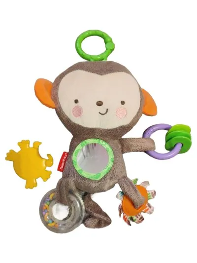 Fisher-Price Affe Greifling Stofftier Baby Spielzeug Beißring Braun 22cm